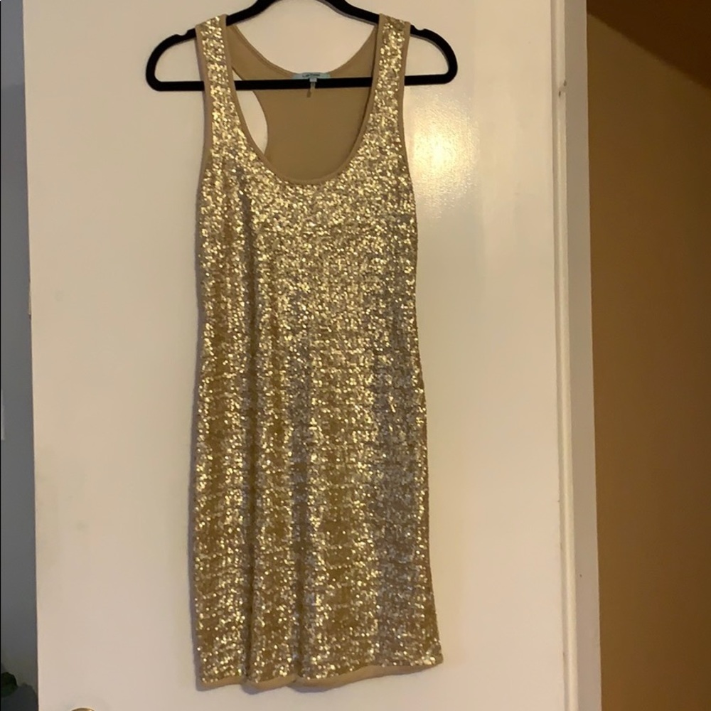 Gold Sequin Racerback Dress